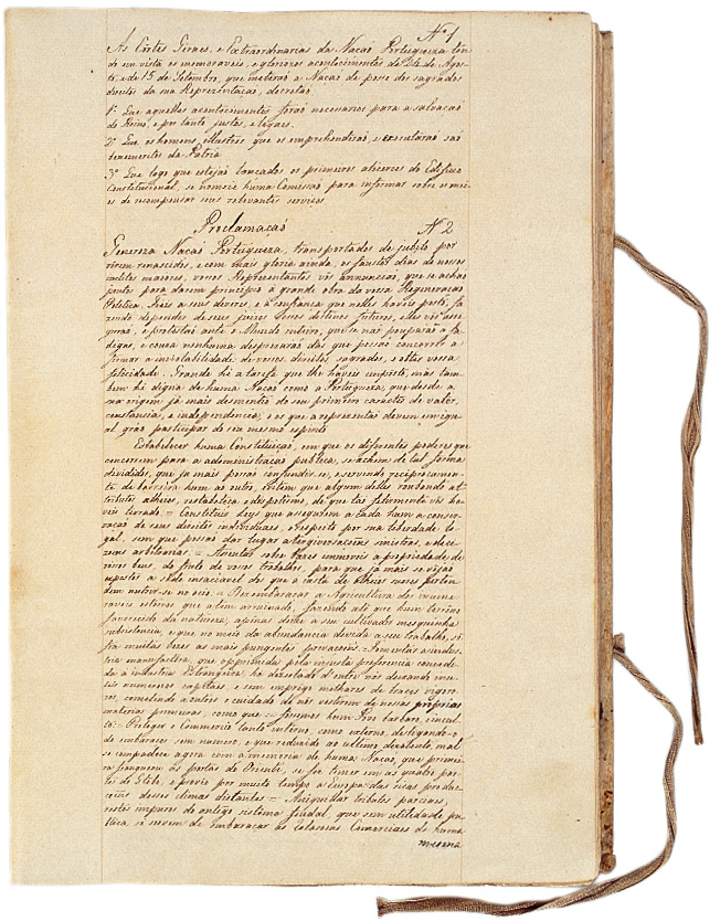 Primeiro Decreto aprovado, proclamando a legitimidade da Revolução de 1820 e os objectivos das Cortes