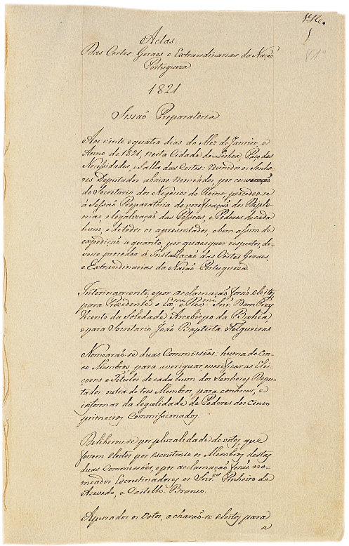 Acta da primeira sessão em 24 de Janeiro de 1821