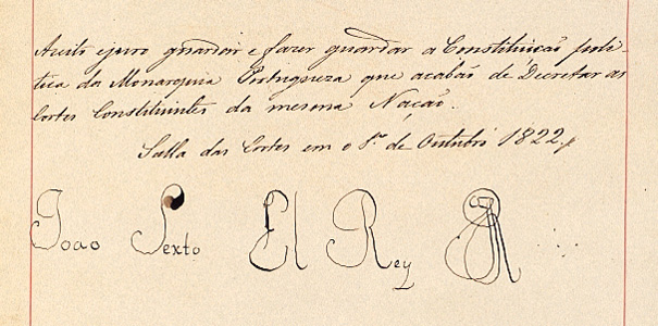 Assinatura real da Constituição de 1822