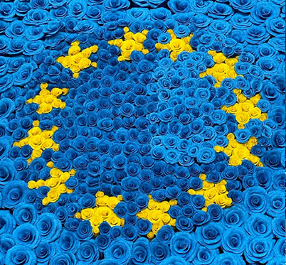 Bandeira da UE com flores