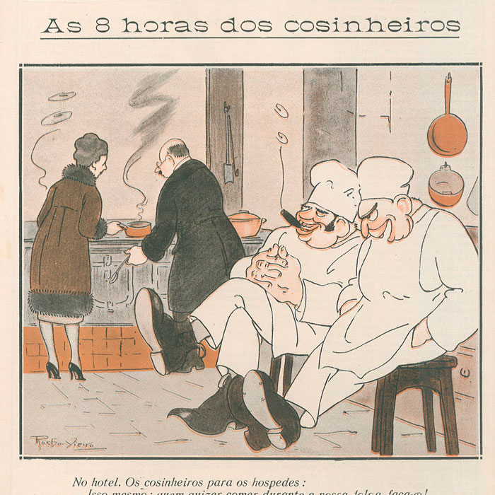 Caricatura sobre as 8 horas de trabalho